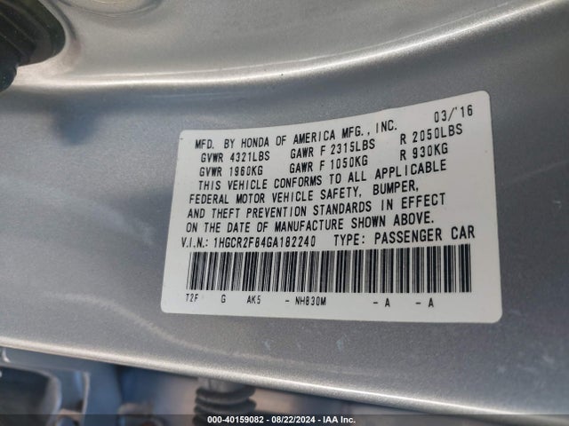 Honda Accord Ex-l 2016 1HGCR2F84GA182240 Image 9