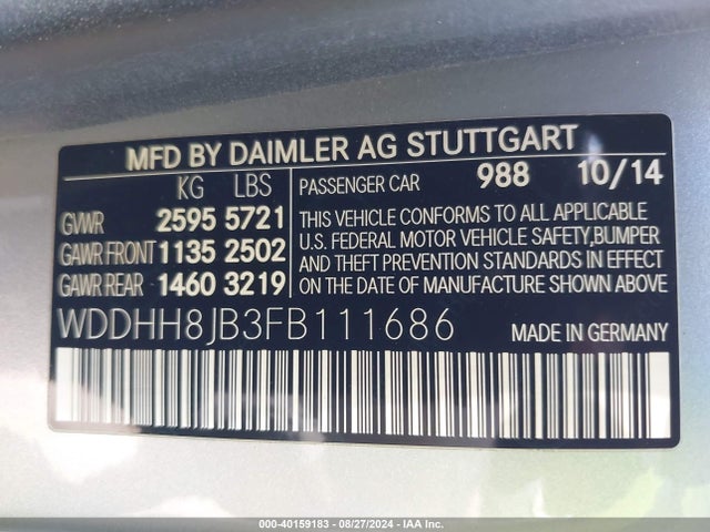 WDDHH8JB3FB111686 Mercedes-Benz E 350 4matic