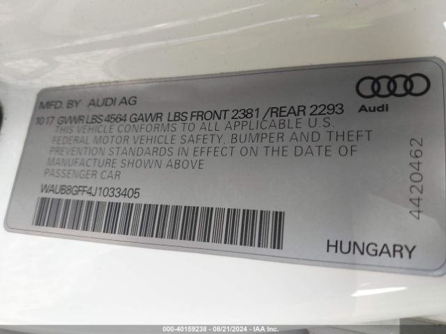 WAUB8GFF4J1033405 Audi A3 2.0t Premium/2.0t Tech Premium