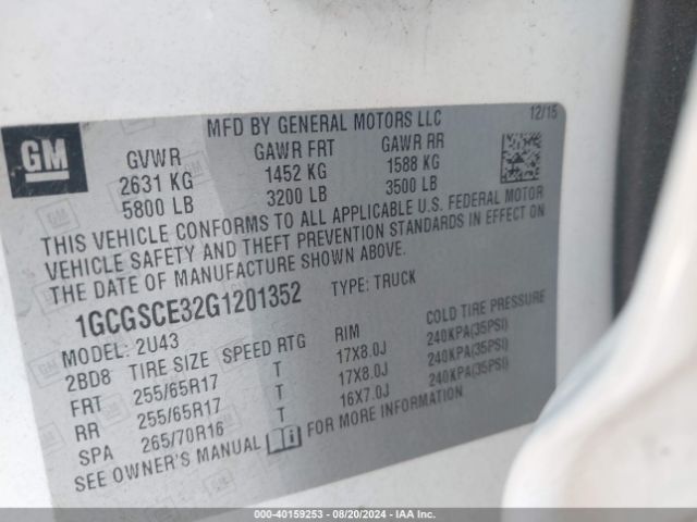 1GCGSCE32G1201352 Chevrolet Colorado Lt