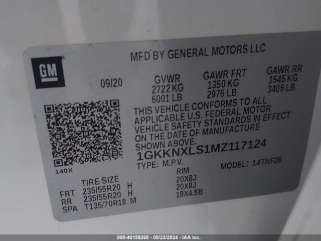 1GKKNXLS1MZ117124 GMC Acadia Awd Denali