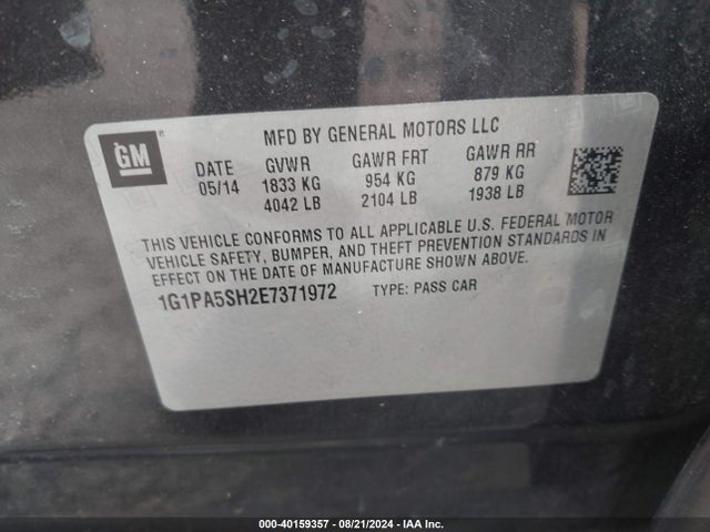 Chevrolet Cruze Ls Auto 2014 1G1PA5SH2E7371972 Image 9