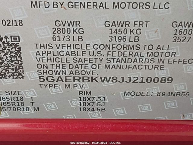 5GAERBKW8JJ210089 Buick Enclave Essence