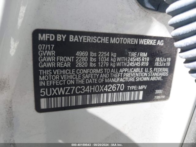 5UXWZ7C34H0X42670 BMW X3 Sdrive28i