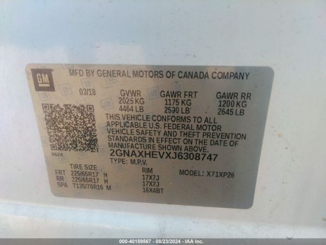 2GNAXHEVXJ6308747 Chevrolet EQUINOX LS