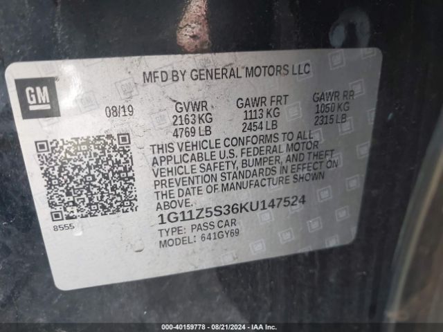 1G11Z5S36KU147524 Chevrolet IMPALA LT