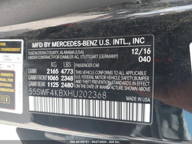55SWF4KBXHU202368 Mercedes-Benz C 300 4matic/luxury 4matic/sport 4matic