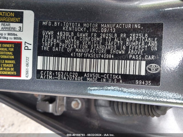 Toyota CAMRY SE 2014 4T1BF1FK5EU740984 Image 9