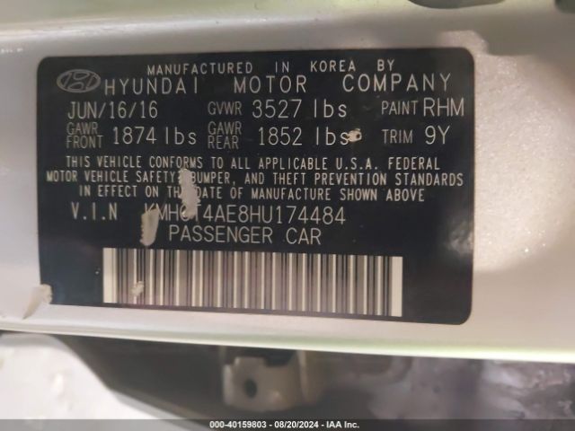KMHCT4AE8HU174484 Hyundai ACCENT SE