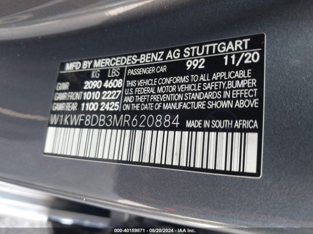 W1KWF8DB3MR620884 Mercedes-Benz C 300 Sedan