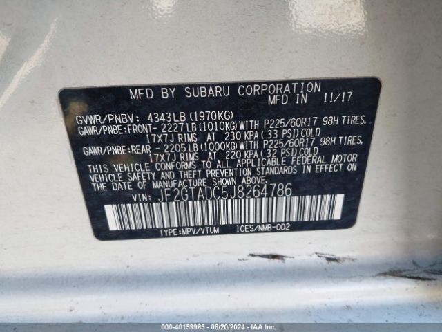 JF2GTADC5J8264786 Subaru Crosstrek 2.0i Premium