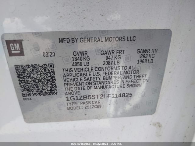 1G1ZB5ST2LF114825 Chevrolet Malibu Fwd Ls