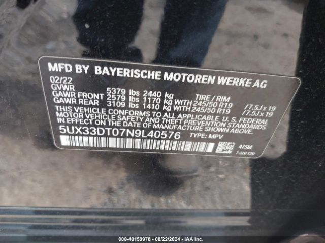 5UX33DT07N9L40576 BMW X4 Xdrive30i