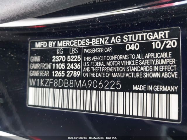 W1KZF8DB8MA906225 Mercedes-Benz E 350