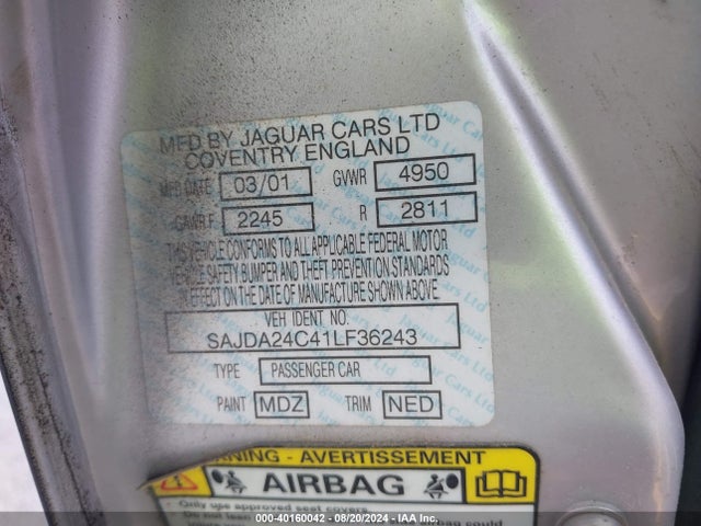 2001 JAGUAR XJ8 SAJDA24C41LF36243 Photo 8