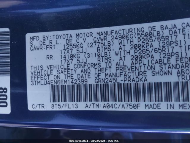 3TMLU4EN6EM142399 Toyota Tacoma Base V6