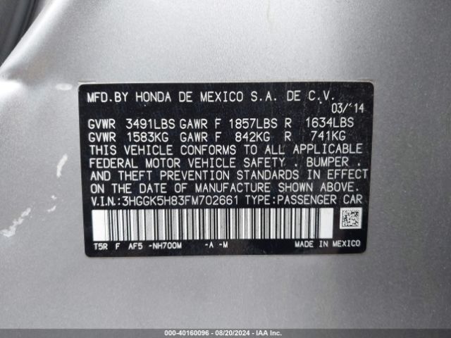 3HGGK5H83FM702661 Honda Fit Ex/ex-l
