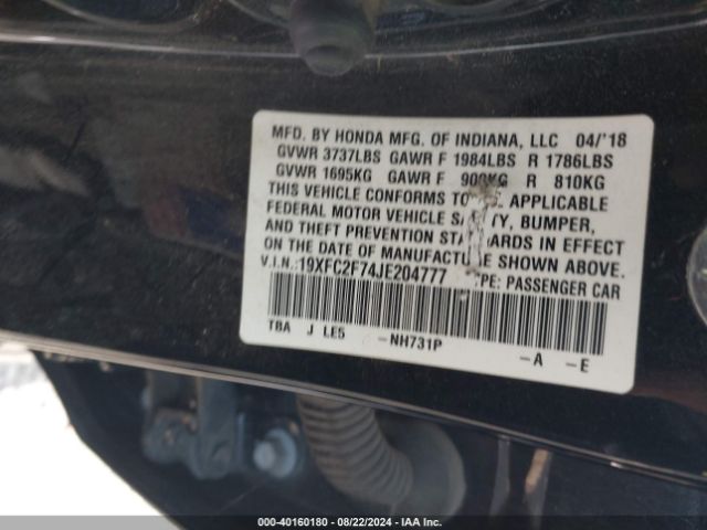 19XFC2F74JE204777 Honda CIVIC EX