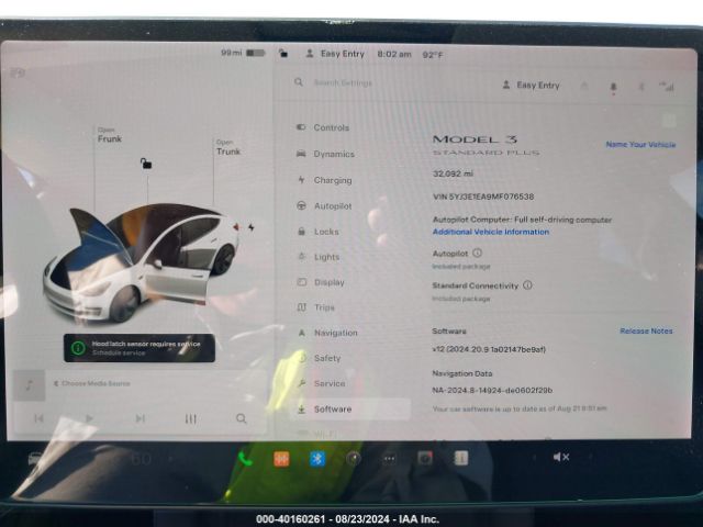5YJ3E1EA9MF076538 Tesla Model 3 Standard Range Plus Rear-wheel Drive