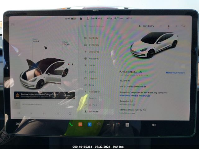 5YJ3E1EA9MF076538 Tesla Model 3 Standard Range Plus Rear-wheel Drive