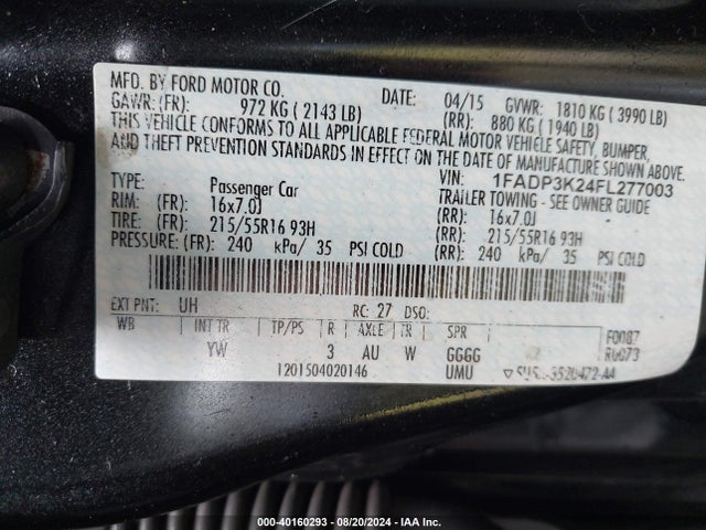 Ford FOCUS SE 2015 1FADP3K24FL277003 Image 9