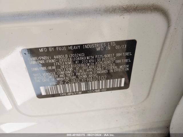 Subaru Forester 2.5i Premium 2014 JF2SJAGCXEH410102 Image 9