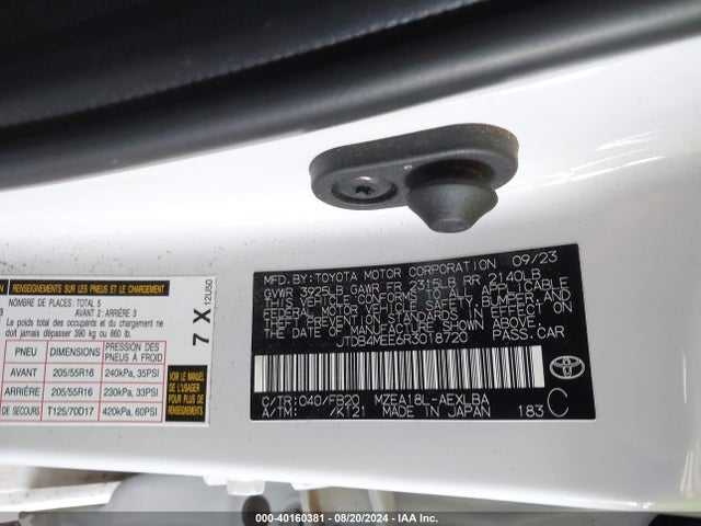 Toyota COROLLA LE 2024 JTDB4MEE6R3018720 Image 9
