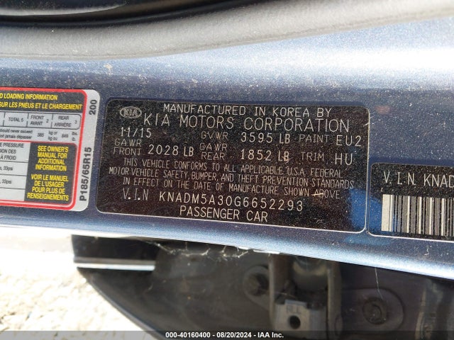 KIA RIO LX 2016 KNADM5A30G6652293 Image 9