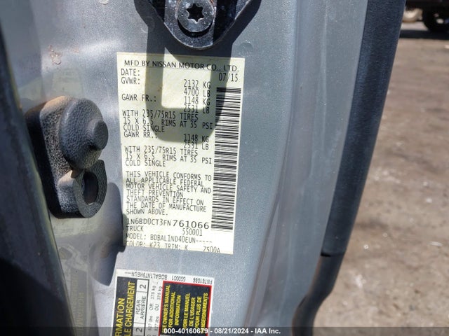 Nissan FRONTIER S 2015 1N6BD0CT3FN761066 Image 9
