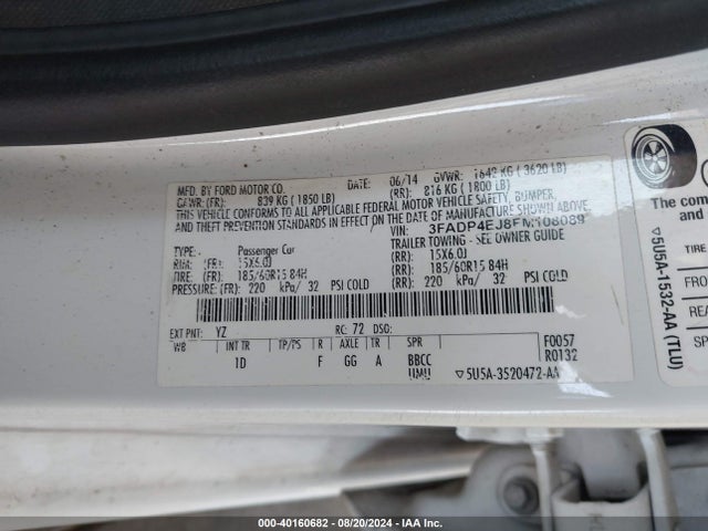 Ford FIESTA SE 2015 3FADP4EJ8FM108089 Image 9