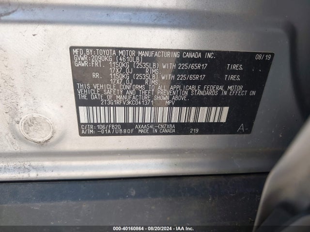 Toyota RAV4 LE 2019 2T3G1RFV3KC041371 Image 9