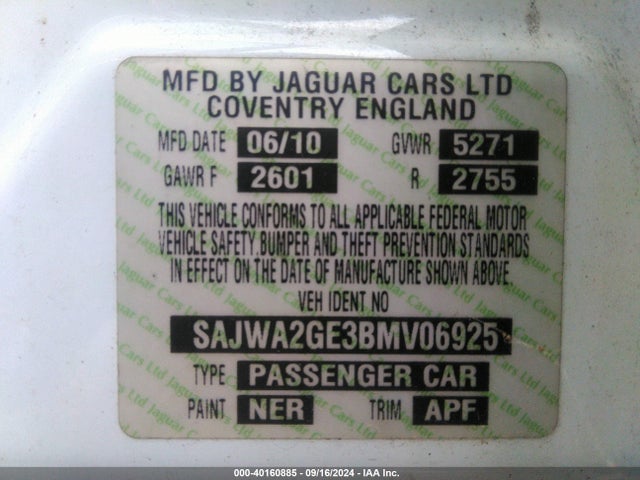 2011 JAGUAR XJ SAJWA2GE3BMV06925 Photo 8