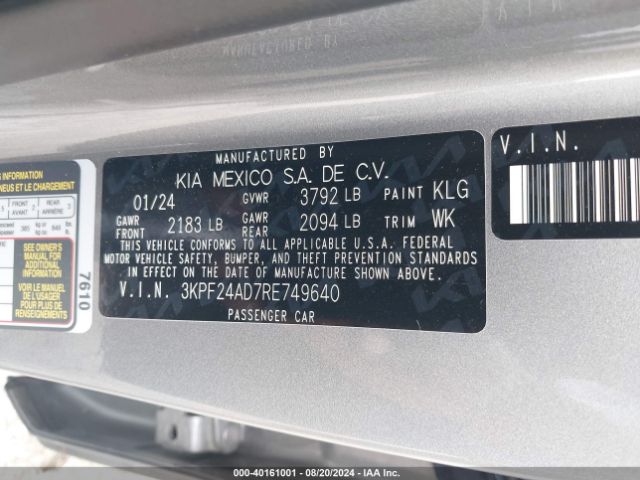 3KPF24AD7RE749640 KIA Forte Lxs