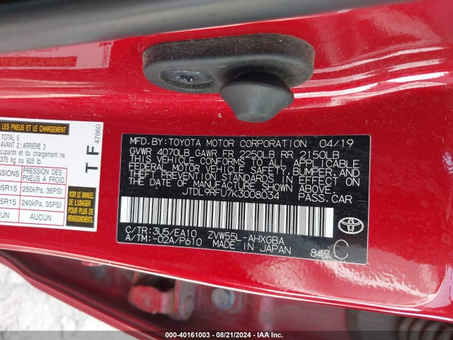 Toyota PRIUS XLE 2019 JTDL9RFU7K3008034 Image 9