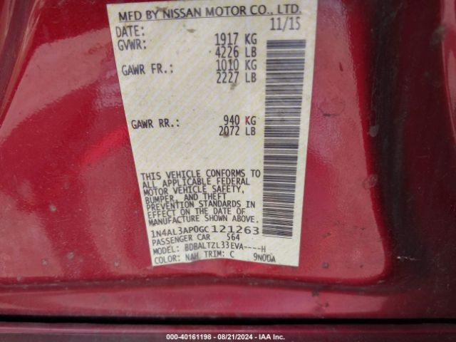 1N4AL3AP0GC121263 Nissan Altima 2.5 Sl