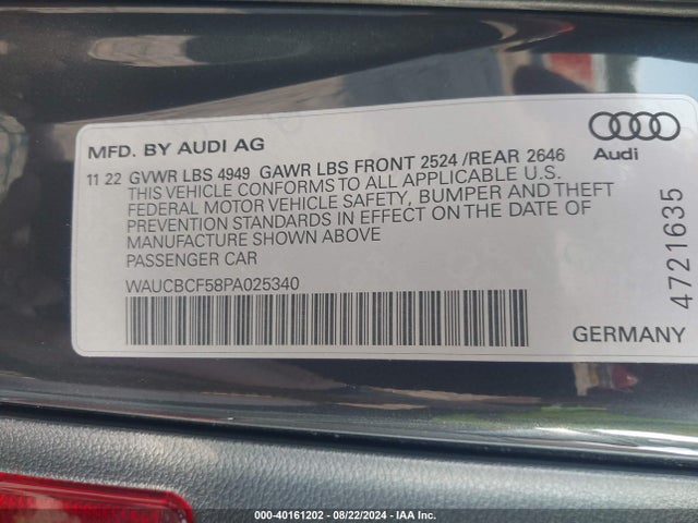 WAUCBCF58PA025340 Audi A5 Sportback Premium Plus 40 Tfsi Quattro S Tronic
