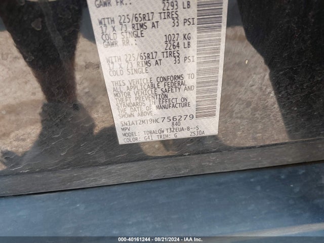 Nissan ROGUE SV 2017 5N1AT2MT9HC756279 Image 9