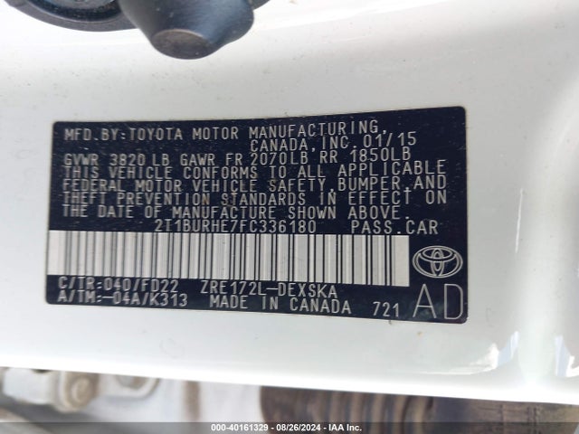 Toyota Corolla S Plus 2015 2T1BURHE7FC336180 Image 9