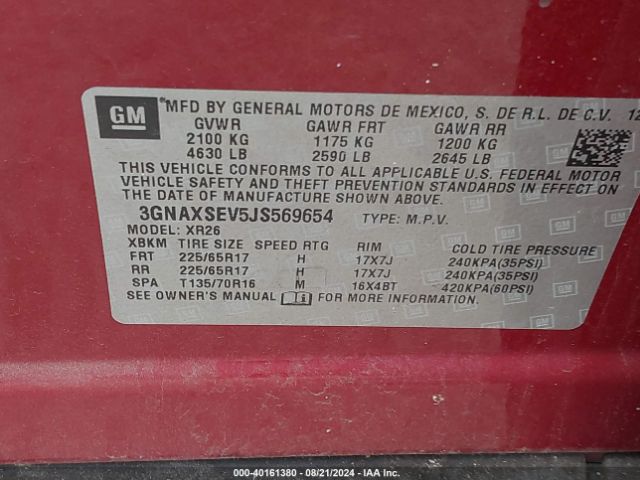 3GNAXSEV5JS569654 Chevrolet EQUINOX LT