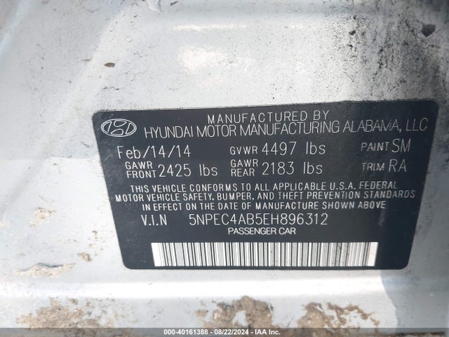 Hyundai Sonata Limited 2.0t 2014 5NPEC4AB5EH896312 Image 9