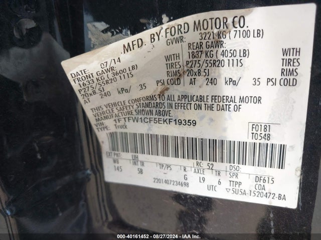Ford F-150 FX2 2014 1FTFW1CF5EKF19359 Image 9