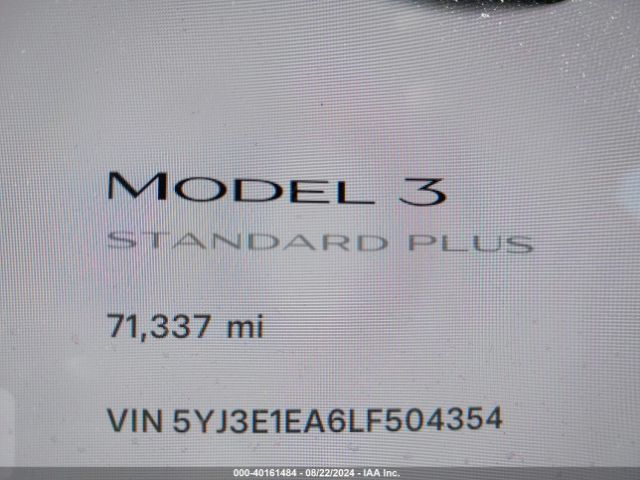 5YJ3E1EA6LF504354 Tesla Model 3 Standard Range Plus Rear-wheel Drive/standard Range Rear-wheel Drive