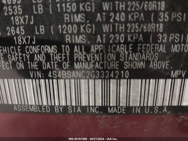 4S4BSANC2G3334210 Subaru Outback 2.5i Limited