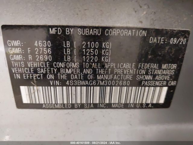 4S3BWAG67M3002680 Subaru Legacy Sport