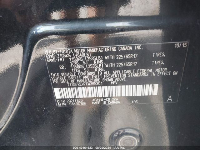 2T3BFREV7FW395301 Toyota RAV4 LE