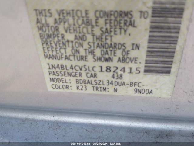 1N4BL4CV5LC182415 Nissan Altima Sr Fwd