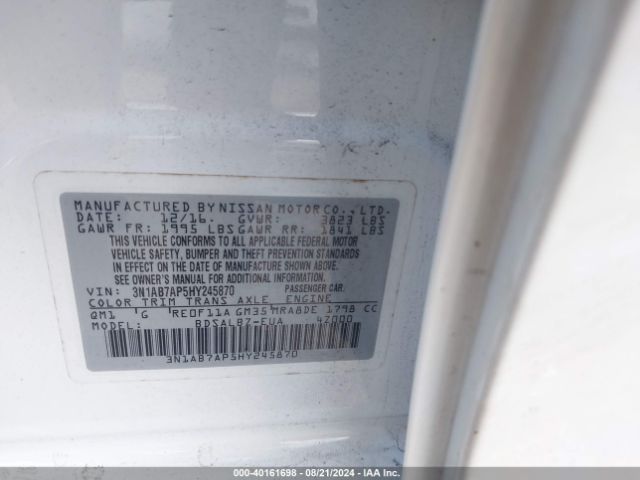 3N1AB7AP5HY245870 Nissan SENTRA S