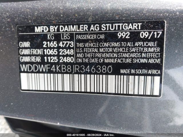 WDDWF4KB8JR346380 Mercedes-Benz C 300 4matic
