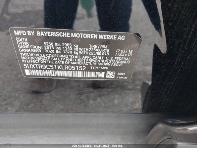 5UXTR9C51KLR05152 BMW X3 Xdrive30i