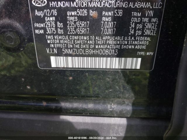5NMZUDLB9HH008013 Hyundai Santa Fe Sport 2.4l